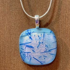Dichroic Glass Pendant on  20” 925 Necklace